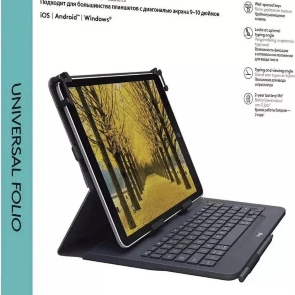 Logitech Universal Folio Tablet Keyboard Cover Case 10
